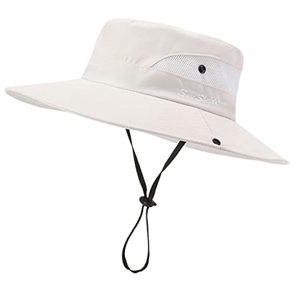 Zonnehoed voor dames, uv-bescherming, opvouwbaar, mesh, brede rand, wandelen, reizen, paardenstaart, vissershoed